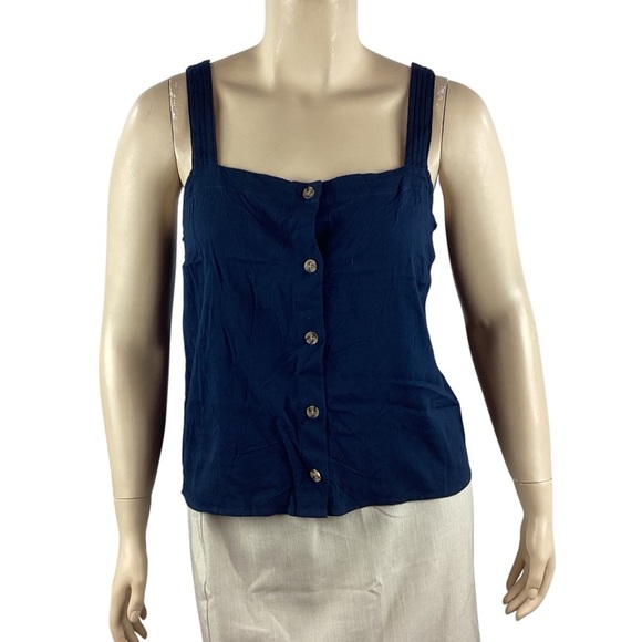 Market & Spruce Tops - Market & Spruce Button Front Tank Top Size L Navy Blue